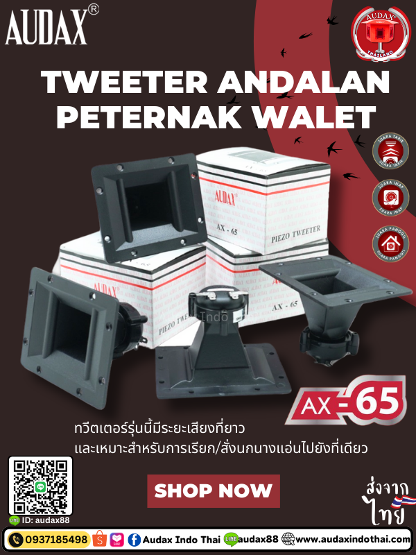 ลำโพงในบ้านนกแอ่น ลำโพงเรียกนกแอ่น  Tweeter Audax AX-65